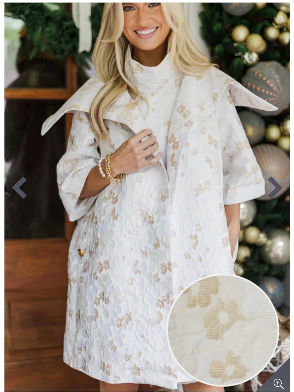 Ivory and Gold jacquard dress and coat set